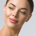 Clean skin beauty woman face healthy skin natural make up tanned